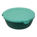 Green bowl with 4 compartments with center cup with lid