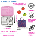 Flyer showcasing the Open Presto - Pink lid and stainless steel compartments