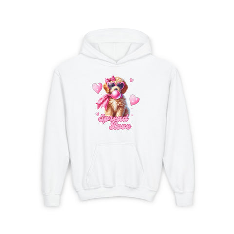 Youth Spread Love Hoodie - Cute Bubblegum Golden Doodle - 0