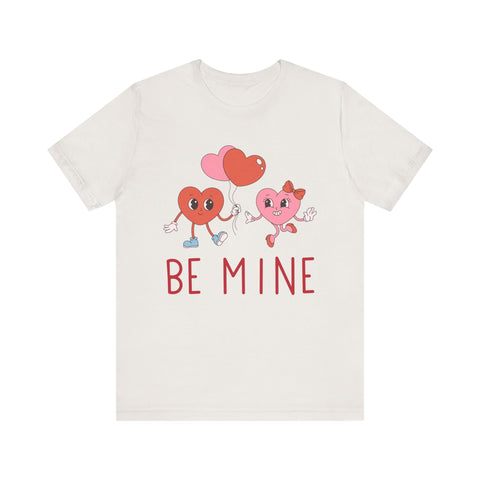 Buy vintage-white Unisex Jersey Short Sleeve Be Mine Valentine&#39;s Day Tee