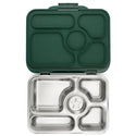 Presto Bento open with green lid and stainless steel compartments.