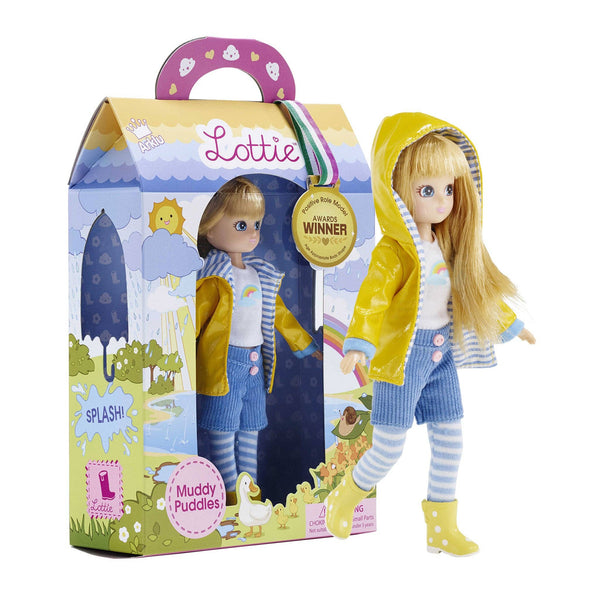 Lottie loves rainy days! Dressed in her raincoat and boots, she’s ready for muddy adventures in Branksea’s Daffodil Fields, splashing in puddles with her friends!