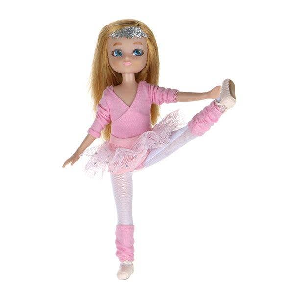 White doll with blonde hair and blue eyes
Wearing Wraparound ballet cardigan, Pink tutu,Ballet tights,Ballet shoes
