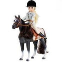 Blonde doll in riding jodhpurs, tweed jacket, tie, boots, helmet, with Seren the Welsh Pony. Soft hair, bendable knees, removable shoes, and phthalate-free vinyl.