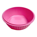 Pink 4 compartment bowl with a center compartment to hold dressing, sauce, and more