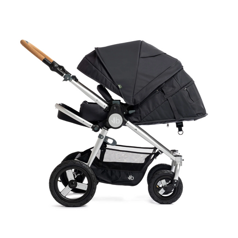 Era Stroller in Dusk with cork handlebar and silver frame