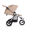 Indie Stroller in Sand with Silver frame and cork handlebar