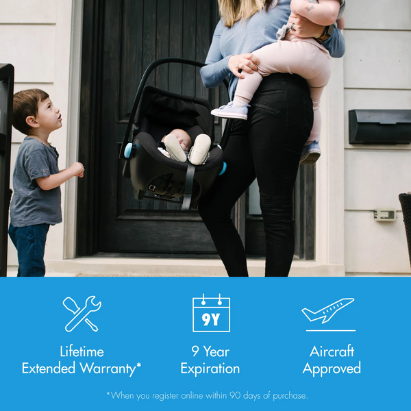 Mom and children with infant carseat