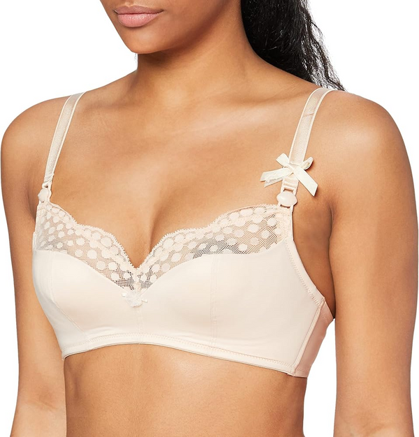 Beige Nursing bra with lacy top