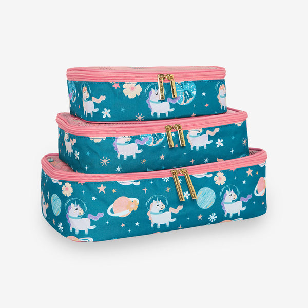 Packing Cubes Pink, Print, 3-pack