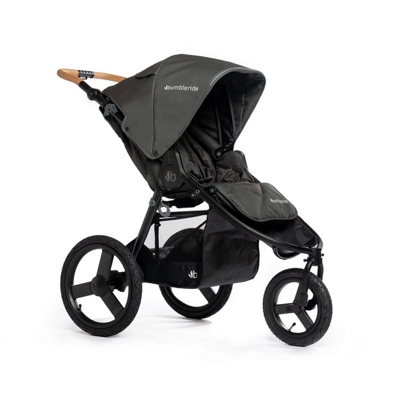 Speed Stroller in Storm Gray with black frame and cork handlebar