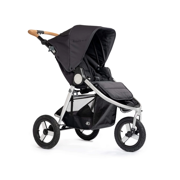 Indie stroller in dusk with silver frame and cork handlebar