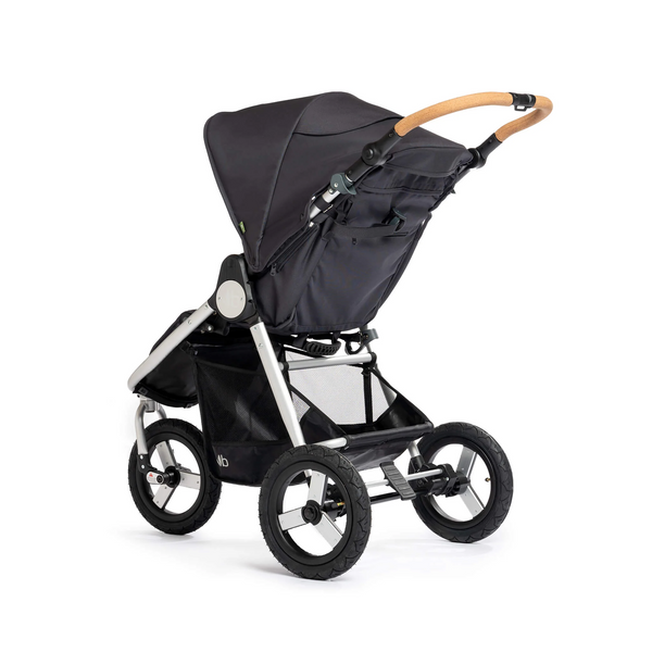 Indie stroller in dusk with silver frame and cork handlebar