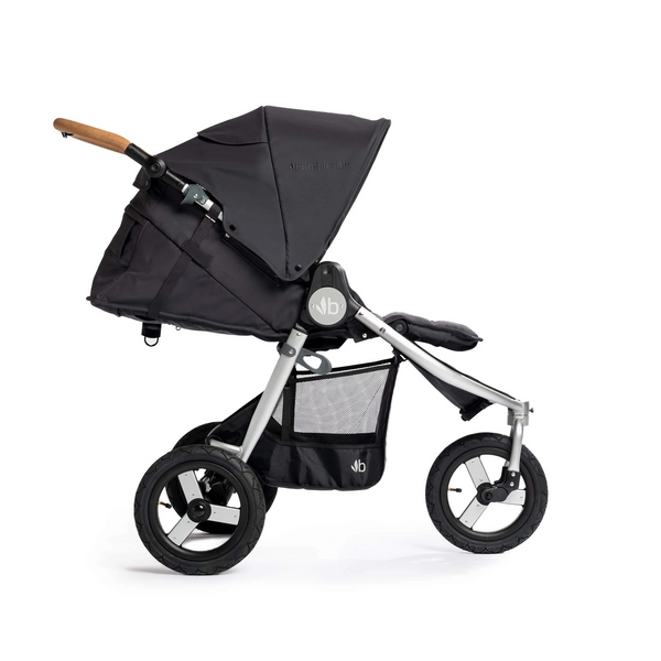 Indie stroller in dusk with silver frame and cork handlebar