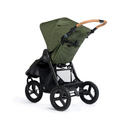 Indie stroller in olive green with black frame and cork handlebar