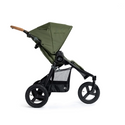 Indie stroller in olive green with black frame and cork handlebar