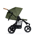 Indie stroller in olive green with black frame and cork handlebar