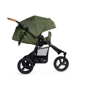 Indie stroller in olive green with black frame and cork handlebar