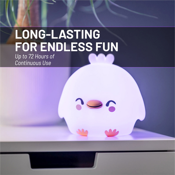 Long-lasting for endless fun. This Little Lumipet Chick will stay lit for up to 72 hours of continuous use
