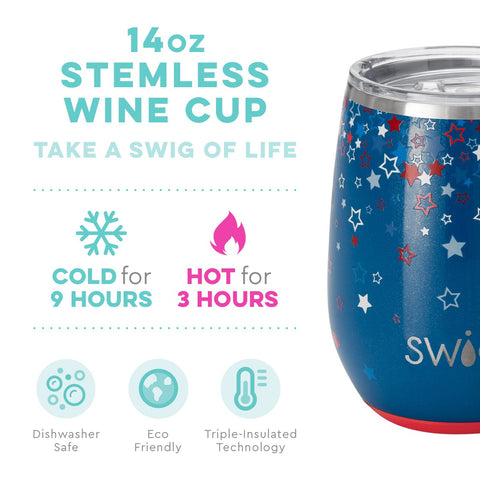 Swig 14oz Stemless Wine Cup -- Luxy Leopard - Rhinestone Angel